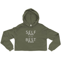 Self Love Best Love Crop Hoodie White Print on Solid Colors CHOOSE Selfish Self