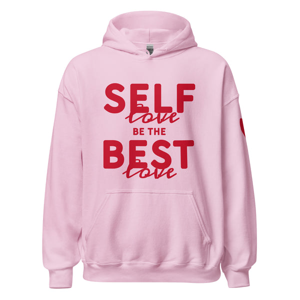 Bold Heart Collection Self-Love Best-Love Unisex Hoodie Red Print on Solid Colors ***CHOOSE HOODIE COLOR***