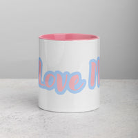I Love Me Ceramic Mug with Pink Color Inside Blue Outline
