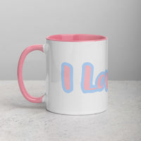 I Love Me Ceramic Mug with Pink Color Inside Blue Outline