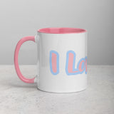 I Love Me Ceramic Mug with Pink Color Inside Blue Outline