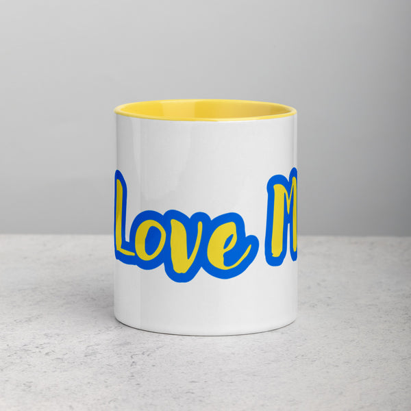 I Love Me Ceramic Mug with Yellow Color Inside Navy Blue Outline